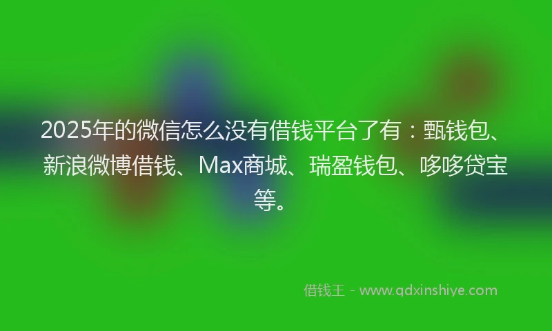 2025年的微信怎么没有借钱平台了有：甄钱包、新浪微博借钱、Max商城、瑞盈钱包、哆哆贷宝等。