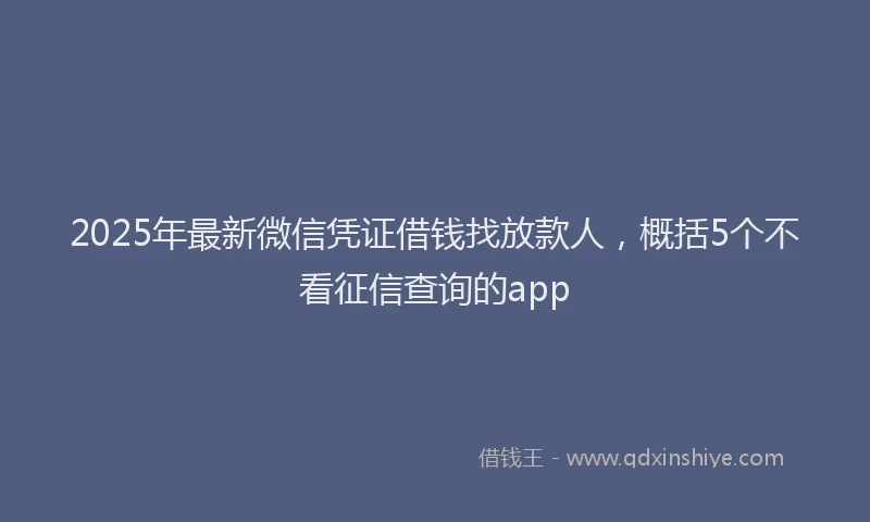 2025年最新微信凭证借钱找放款人，概括5个不看征信查询的app