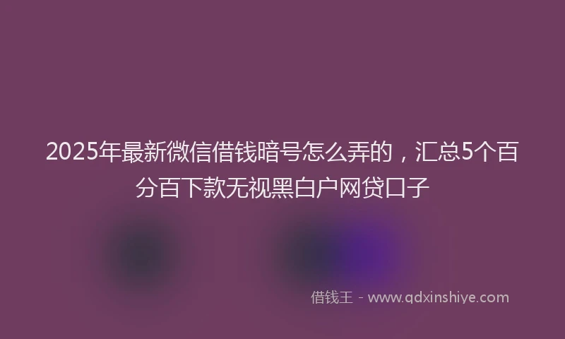 2025年最新微信借钱暗号怎么弄的，汇总5个百分百下款无视黑白户网贷口子