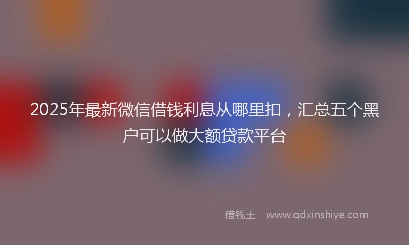 2025年最新微信借钱利息从哪里扣，汇总五个黑户可以做大额贷款平台