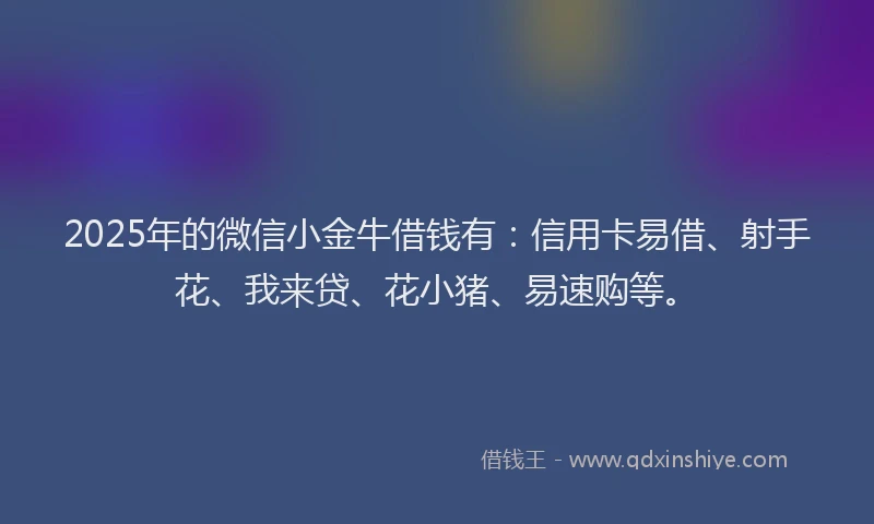 2025年的微信小金牛借钱有：信用卡易借、射手花、我来贷、花小猪、易速购等。