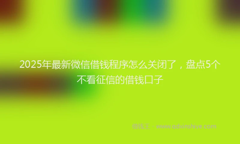2025年最新微信借钱程序怎么关闭了，盘点5个不看征信的借钱口子