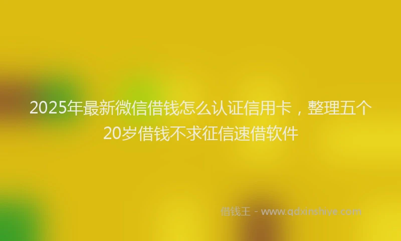 2025年最新微信借钱怎么认证信用卡，整理五个20岁借钱不求征信速借软件