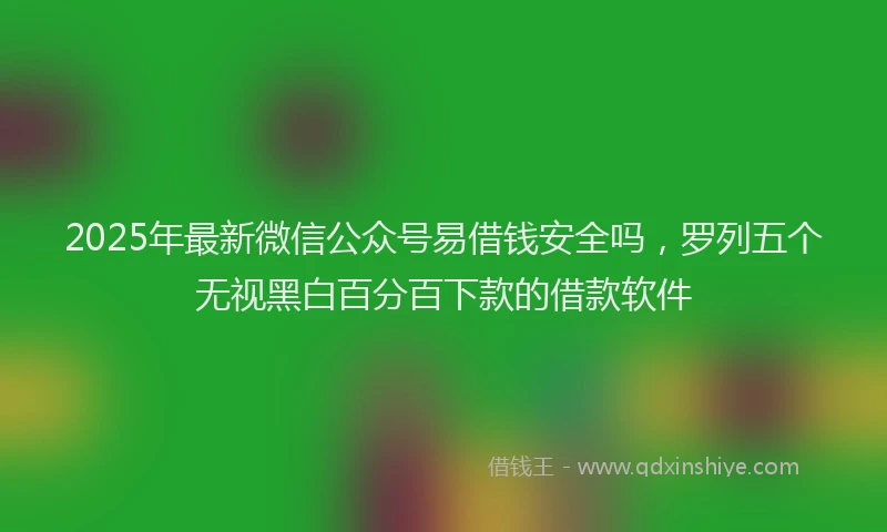 2025年最新微信公众号易借钱安全吗，罗列五个无视黑白百分百下款的借款软件