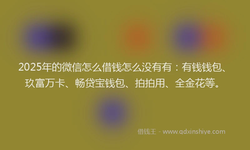 2025年的微信怎么借钱怎么没有有：有钱钱包、玖富万卡、畅贷宝钱包、拍拍用、全金花等。