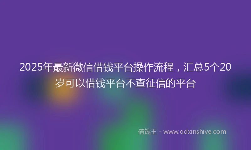 2025年最新微信借钱平台操作流程，汇总5个20岁可以借钱平台不查征信的平台