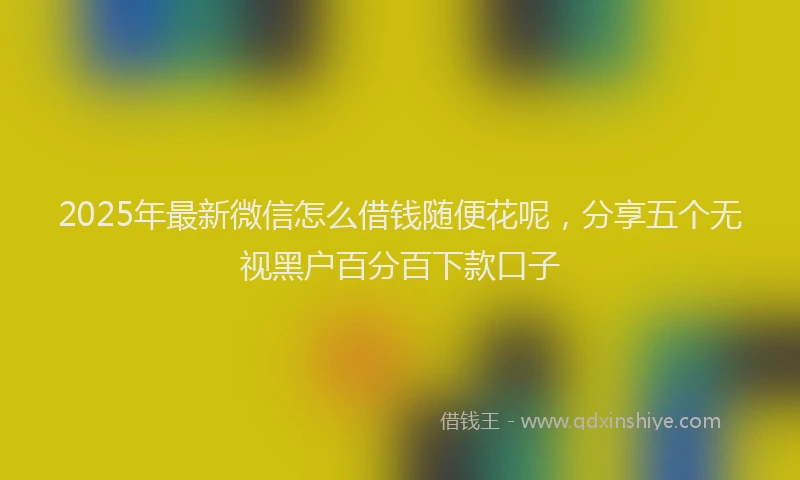 2025年最新微信怎么借钱随便花呢，分享五个无视黑户百分百下款口子