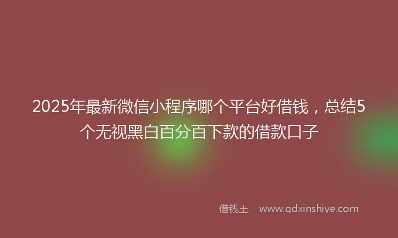 2025年最新微信小程序哪个平台好借钱，总结5个无视黑白百分百下款的借款口子
