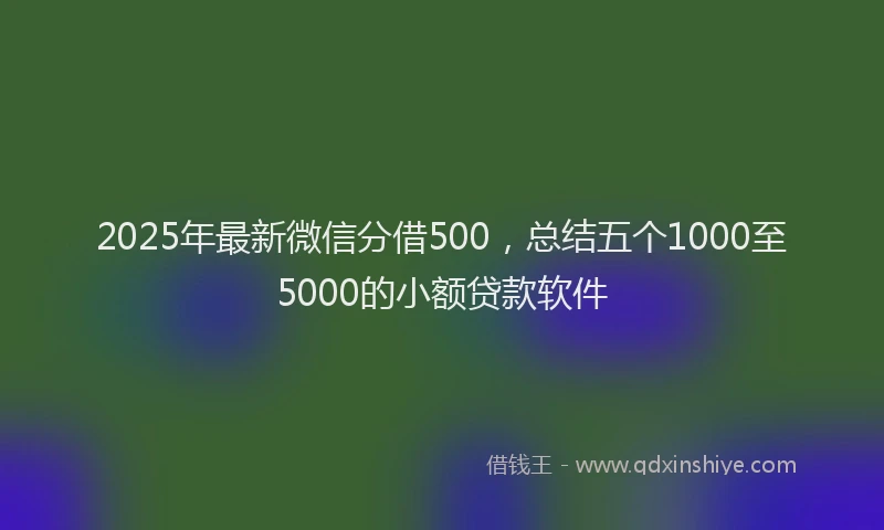 2025年最新微信分借500，总结五个1000至5000的小额贷款软件