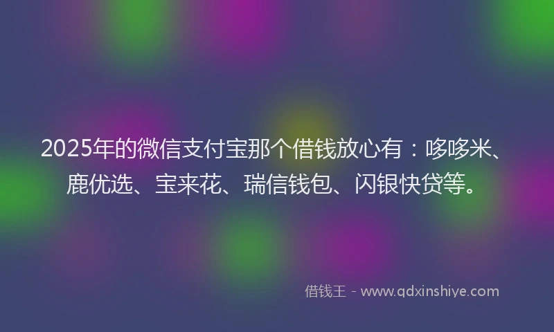 2025年的微信支付宝那个借钱放心有：哆哆米、鹿优选、宝来花、瑞信钱包、闪银快贷等。