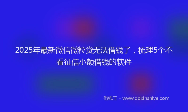 2025年最新微信微粒贷无法借钱了，梳理5个不看征信小额借钱的软件