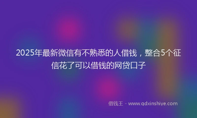 2025年最新微信有不熟悉的人借钱，整合5个征信花了可以借钱的网贷口子