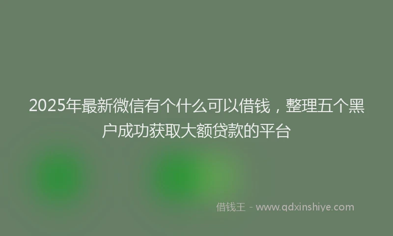 2025年最新微信有个什么可以借钱，整理五个黑户成功获取大额贷款的平台