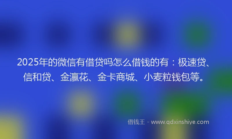 2025年的微信有借贷吗怎么借钱的有：极速贷、信和贷、金瀛花、金卡商城、小麦粒钱包等。