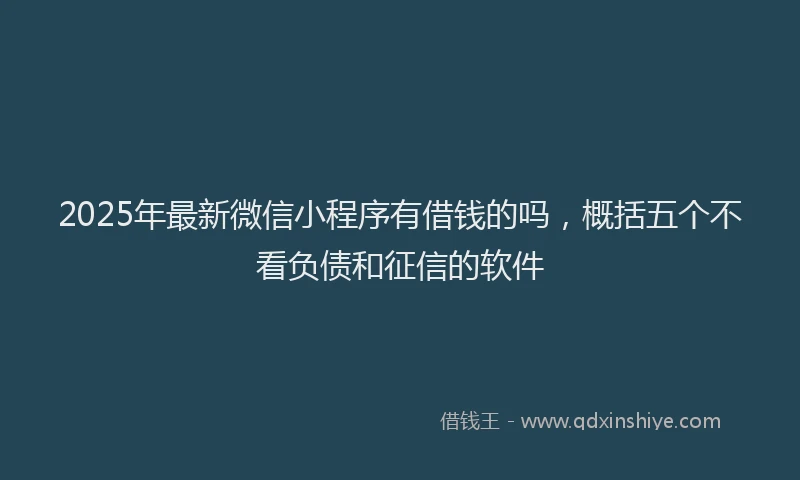 2025年最新微信小程序有借钱的吗，概括五个不看负债和征信的软件