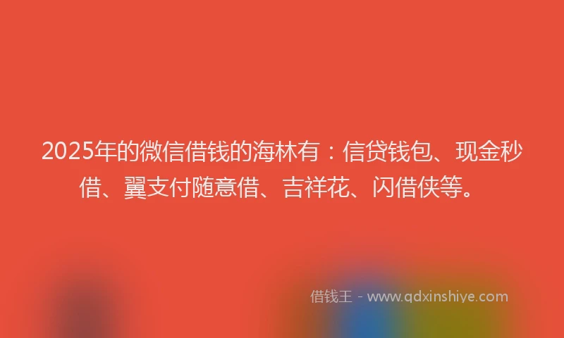 2025年的微信借钱的海林有：信贷钱包、现金秒借、翼支付随意借、吉祥花、闪借侠等。