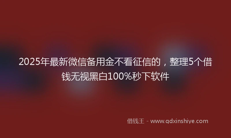 2025年最新微信备用金不看征信的，整理5个借钱无视黑白100%秒下软件