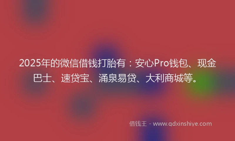 2025年的微信借钱打胎有：安心Pro钱包、现金巴士、速贷宝、涌泉易贷、大利商城等。