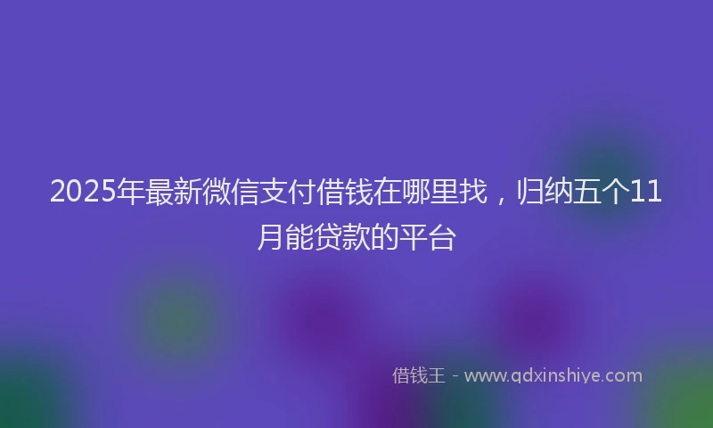 2025年最新微信支付借钱在哪里找，归纳五个11月能贷款的平台