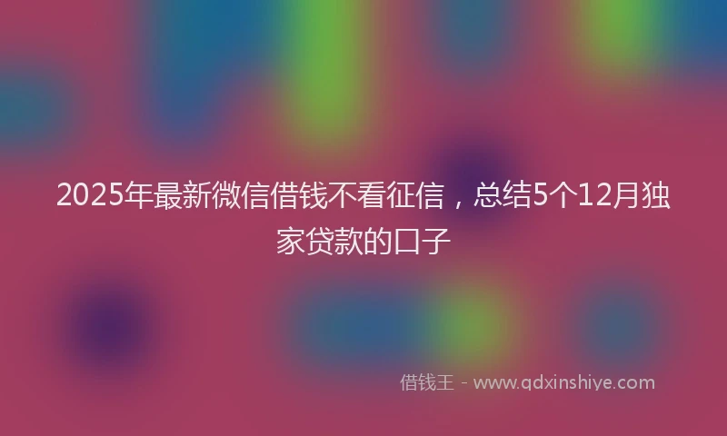2025年最新微信借钱不看征信，总结5个12月独家贷款的口子