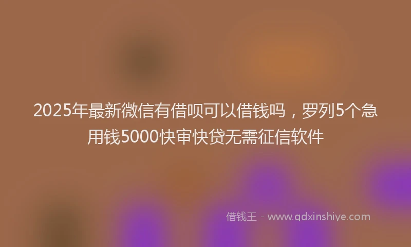 2025年最新微信有借呗可以借钱吗，罗列5个急用钱5000快审快贷无需征信软件