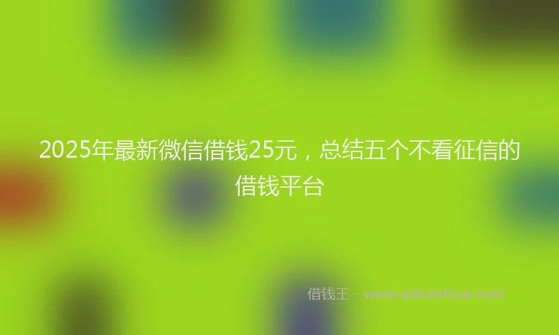 2025年最新微信借钱25元，总结五个不看征信的借钱平台