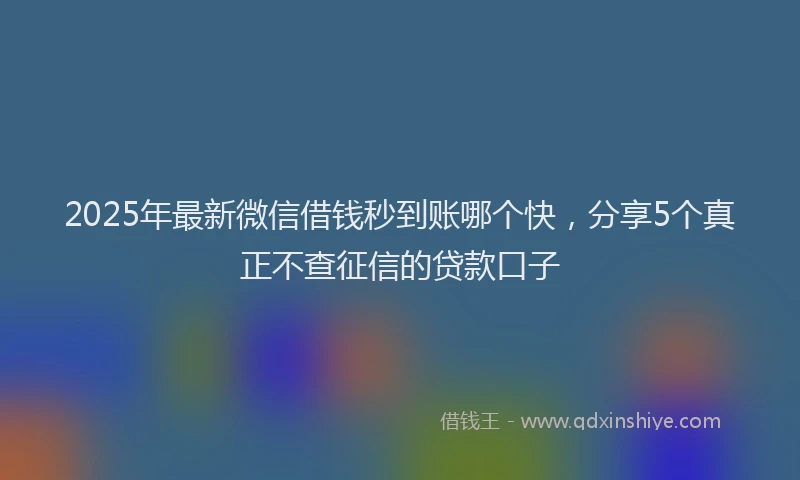 2025年最新微信借钱秒到账哪个快，分享5个真正不查征信的贷款口子