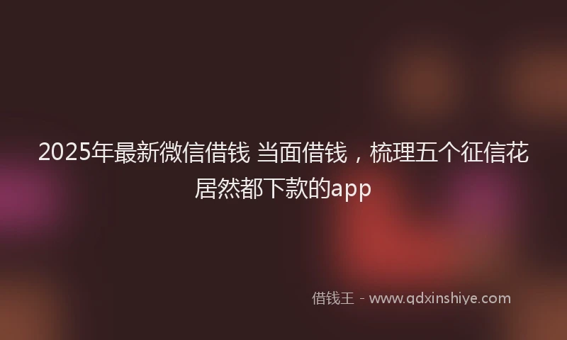 2025年最新微信借钱 当面借钱，梳理五个征信花居然都下款的app