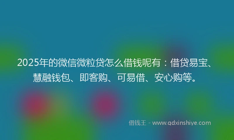 2025年的微信微粒贷怎么借钱呢有：借贷易宝、慧融钱包、即客购、可易借、安心购等。