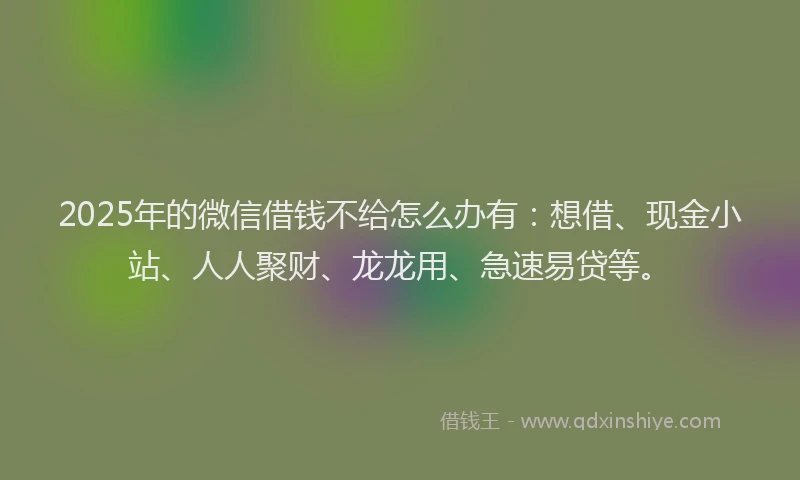 2025年的微信借钱不给怎么办有：想借、现金小站、人人聚财、龙龙用、急速易贷等。