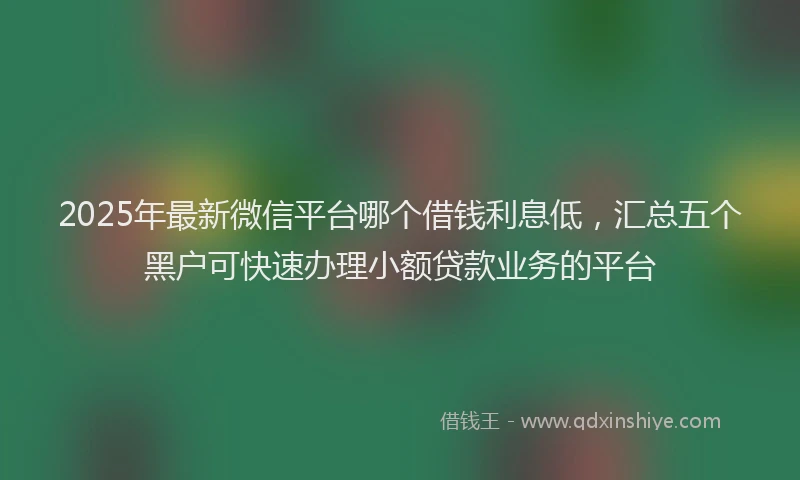 2025年最新微信平台哪个借钱利息低，汇总五个黑户可快速办理小额贷款业务的平台