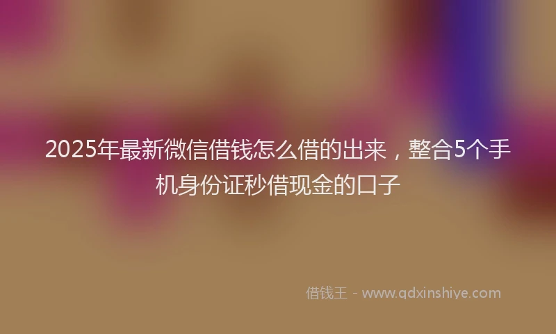 2025年最新微信借钱怎么借的出来，整合5个手机身份证秒借现金的口子