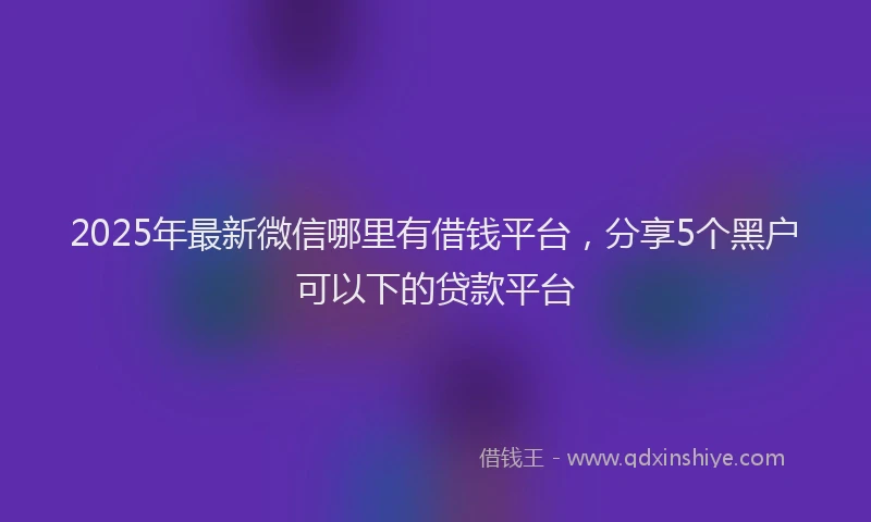 2025年最新微信哪里有借钱平台，分享5个黑户可以下的贷款平台