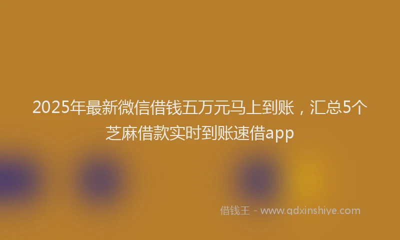 2025年最新微信借钱五万元马上到账，汇总5个芝麻借款实时到账速借app