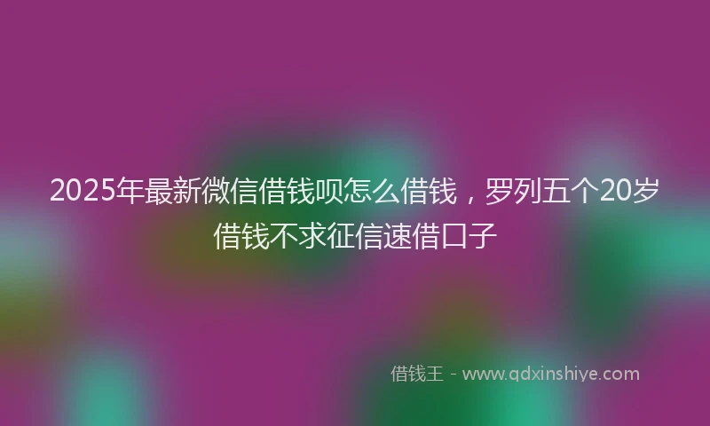 2025年最新微信借钱呗怎么借钱，罗列五个20岁借钱不求征信速借口子