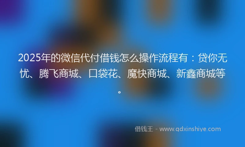 2025年的微信代付借钱怎么操作流程有：贷你无忧、腾飞商城、口袋花、魔快商城、新鑫商城等。