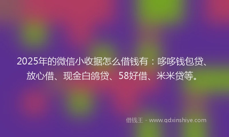 2025年的微信小收据怎么借钱有：哆哆钱包贷、放心借、现金白鸽贷、58好借、米米贷等。