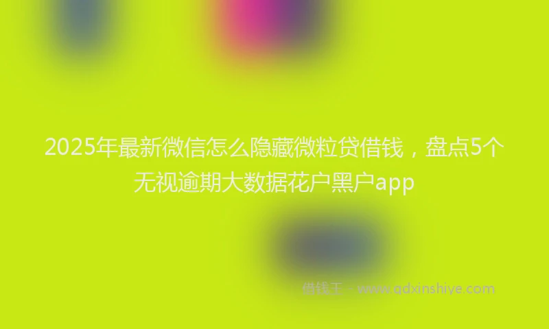 2025年最新微信怎么隐藏微粒贷借钱，盘点5个无视逾期大数据花户黑户app