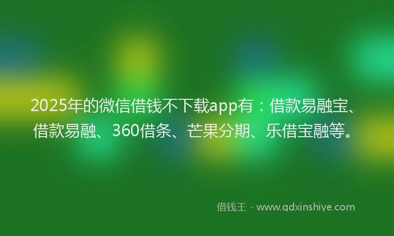2025年的微信借钱不下载app有：借款易融宝、借款易融、360借条、芒果分期、乐借宝融等。