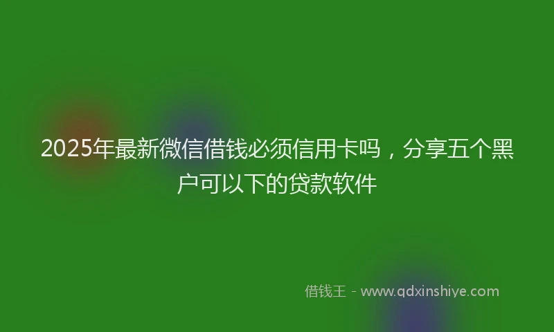 2025年最新微信借钱必须信用卡吗，分享五个黑户可以下的贷款软件