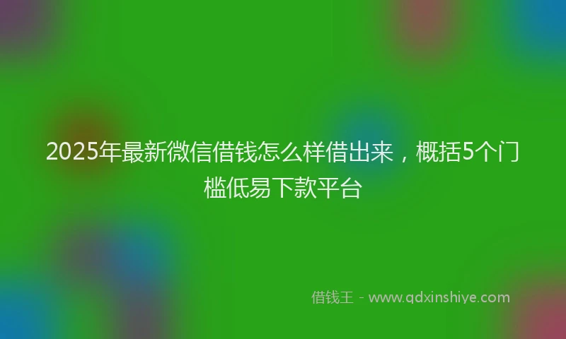 2025年最新微信借钱怎么样借出来，概括5个门槛低易下款平台