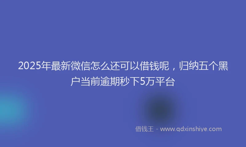 2025年最新微信怎么还可以借钱呢，归纳五个黑户当前逾期秒下5万平台