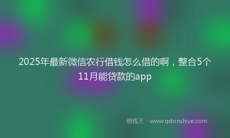 2025年最新微信农行借钱怎么借的啊，整合5个11月能贷款的app