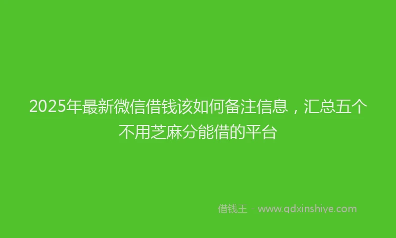 2025年最新微信借钱该如何备注信息，汇总五个不用芝麻分能借的平台