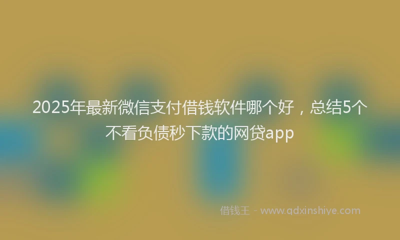 2025年最新微信支付借钱软件哪个好，总结5个不看负债秒下款的网贷app