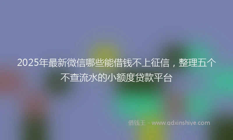 2025年最新微信哪些能借钱不上征信，整理五个不查流水的小额度贷款平台