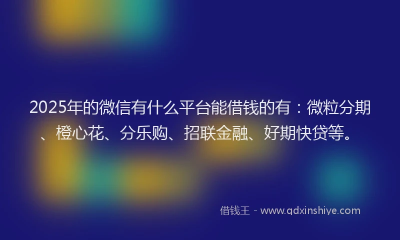 2025年的微信有什么平台能借钱的有:微粒分期、橙心花、分乐购、招联金融、好期快贷等。
