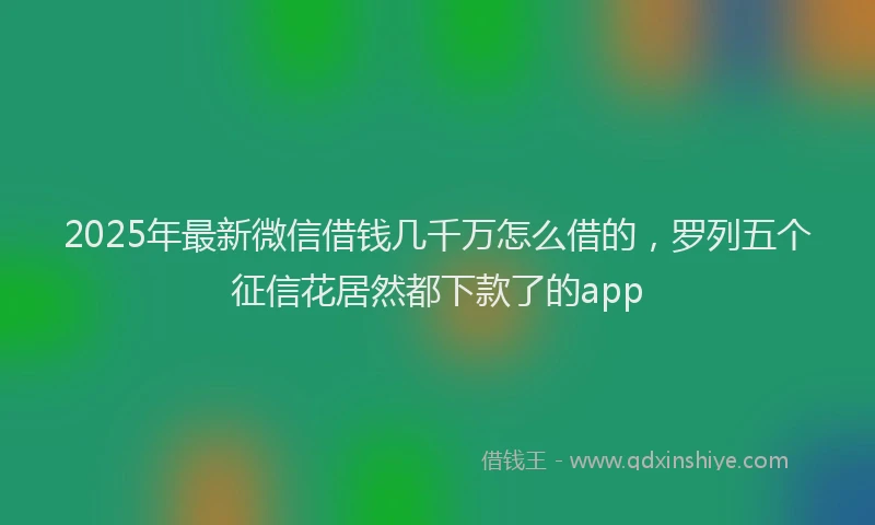 2025年最新微信借钱几千万怎么借的，罗列五个征信花居然都下款了的app