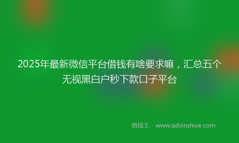 2025年最新微信平台借钱有啥要求嘛，汇总五个无视黑白户秒下款口子平台
