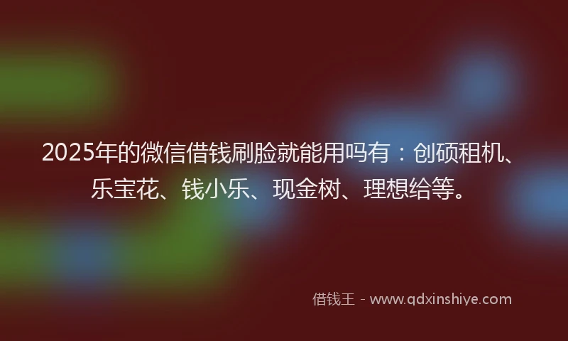 2025年的微信借钱刷脸就能用吗有：创硕租机、乐宝花、钱小乐、现金树、理想给等。